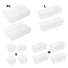 1/5/7/11/12PCS Transparent Crystal Cosmetic Storage Box Set – Drawer Built-In Dividers And Organizers, Desktop Office Stationery Storage Box, Desktop And Drawer Organizer, Suitable For Home Storage, Back-To-School Supplies - Clear - View 13