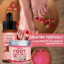 XIOIMY 2 件玫瑰足部护理套装，足浴球深层清洁，精油保湿，适合换季时脚部干燥皲裂，长期使用可使皮肤柔软光滑，是送给女性的绝佳礼物