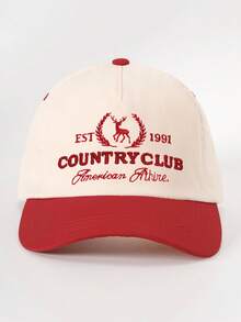 1pc Men's Est 1991 Country Club American Athire Trucker Hat, Personalized Letter & Deer Embroidery Baseball Cap, Streetwear Fashion 5-Panel Hat, Outdoor Sun Protection Casual Cap For Spring, Autumn Travel, Beach Vacation