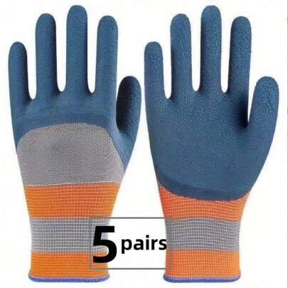 5 pares, guantes de jardinería, material sin plomo, sin alcohol, lavables a mano, ligeros, impermeables, resistentes a pinchazos, resistentes a la abrasión, para uso de jardinería y paisajismo de flores - Paquete doble de 5