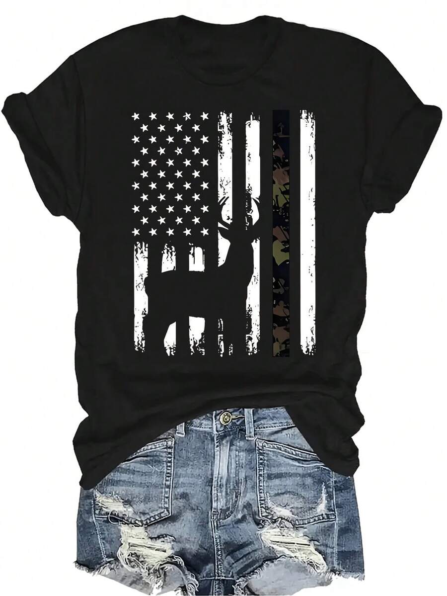 Camiseta SWY1 para mujer y unisex, de verano, casual, transpirable, con cuello redondo, manga corta, estilo urbano y versátil, adecuada para adolescentes y adultos - Negro - Ver 1