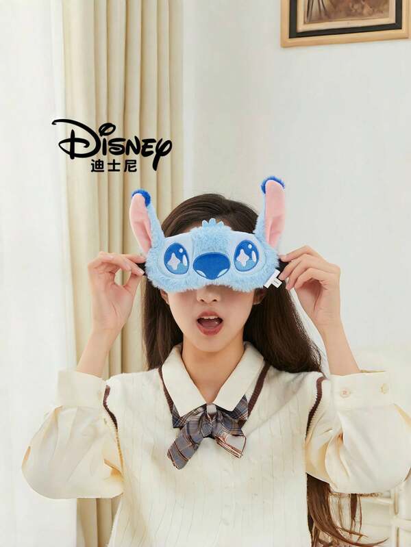 1PC Officially Authorized Stitch Eye Mask, Cute Cartoon Image, Soft Plush For Naps, Elastic For Winter Sleep, Adjustable, Portable For Travel, 3D Ears, Anti-Fouling, Washable, Comfortable Headband, 3D Face Wash And Makeup Band, Thickened Absorbent Plush, Anti-Fouling, Washable, Loose And Tight, Suitable For Christmas Gifts, Halloween Gifts, Birthday Gifts For Family And Friends