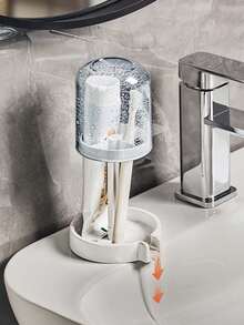 新款带防尘盖的牙刷架。带沥水和收纳功能的牙刷杯架，家用。多功能牙科工具架，多功能塑料牙刷牙膏架套装，落地式，带防尘盖和沥水功能，家用。 - 彩色 - 查看 9