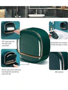 1 Wall-Mounted Soap Box, Waterproof Soap Box With Drainage Box, No Need To Drill Holes, Unique Soap Liquid Drainage Container, Suitable For Autumn Home Bathroom Decoration, Toiletries, Home Life, Autumn And Winter Style, Suitable For Student Dormitories, Christmas Decorations, Christmas, Thanksgiving, New Year's Eve Gifts. - Multicolor - View 11