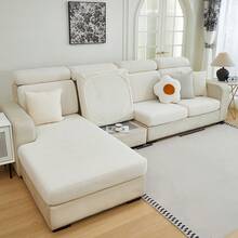 1pc Elastic Elastic Sofa Cushion Cover For All Seasons, Anti-Slip Sofa Cover, Living Room Sofa Protective Cover Suitable For L-Shaped Sofa And 1234-Seater Sofa - Beige - View 10