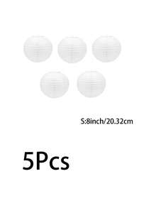 5 件 10 英寸/25.4 厘米白色风格纸灯笼婚礼灯笼纸灯罩节日派对用品 - 白色 - 查看 8