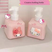 Sanrio Hello Kitty Refillable Dispenser Bottle - Cute Cartoon Cat Design, Pink & White Color, PVC-Free, Suitable For Shampoo, Hand Wash, And Dish Soap, Bathroom Storage & Organization Companion. - Multicolor - View 8