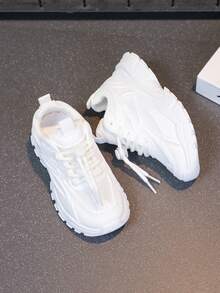 1 Pair Children's Sports Shoes, Suitable For Indoor And Outdoor Activities, Hiking, And All-Season Wear - White - View 4