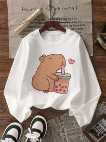 3pcs Tween Girls Printed Long Sleeve T-Shirts, Suitable For Tween Girlsin Autumn/Winter, Young Student Apparel, Suitable For Outerwear And Layering - Multicolor - View 4