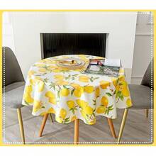 AIBIYING Lemons Table Cloth Round 140cm, Summer Spring Yellow Table Cover, Waterproof Polyester Fabric Stain Resistant Tablecloth For Kitchen Dining Table, Picnic, Indoor Outdoor Party Decoration - màu sắc - Xem 8