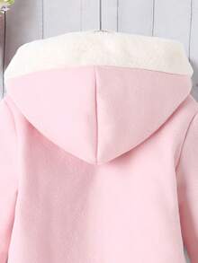 女童连帽外套，休闲加厚保暖长款外套，可爱百搭，适合幼儿/小女孩秋冬季穿着 - 粉色 - 查看 2