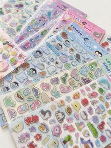 Metallic Silver Glaze Stickers, 3D Cute Animal Decorative Stickers, Suitable For Phone, Water Cup, DIY, Gifts