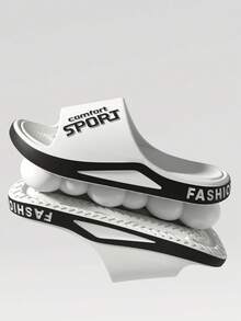 Sandali scorrevoli unisex con suola spessa e stampa, sandali casual da esterno in EVA monopezzo, antiscivolo e durevoli, con fondo morbido, comodi per bagno, doccia, spiaggia e uso esterno estivo