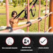 Equipo de Entrenamiento de Suspension, correas de entrenamiento de resistencia al peso corporal, Rally Banda de Resistencia, para Entrenamiento de Gimnasio en Casa de Cuerpo Completo - rosa - Ver 8