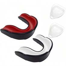 Slzhds 2 Pcs Protector Bucal Deportivo para Adultos, Protector Bucal Deportivo Para Jóvenes, Protectores Bucales Resistentes a los Impactos para Deportes de Contacto Rugby Hockey Boxeo (Rojo, Blanco) - Rojo, Blanco - Ver 10