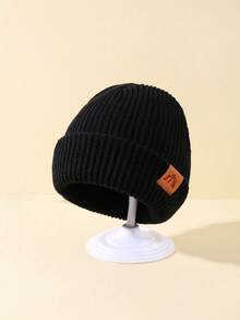 This Three Pieces Set Of Knitted Caps For Babies, Girls And Boys, Suitable For Daily Life And Outdoor Warmth, Features A Fashionable Logo And A Mountain Logo