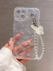 奢华水钻透明手机壳适用于 17 Pro Max/17 Pro/17 Air/17/16 Pro Max/16/16 Pro/16 Plus/16e/15/15 Pro Max/15 Pro/15 Plus/11/12/13/14 Pro Max/11 Pro/11 Pro Max/12 Pro/12 Pro Max/13 Pro/13 Pro Max/7 Plus/14 Pro/14 Pro Max/14 Plus/12 Mini/13 Mini,极简创意防摔软壳 - 透明蝴蝶腕帶 - 查看 6