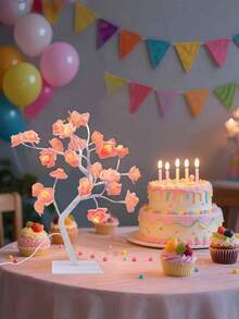 USB Powered Rose Tree Lamp - Comes With Data Cable/USB Rechargeable LED White Rose Tree Lamp - Flower Night Light, Adjustable Potted Design, Suitable For Home Living Room, Halloween, Bedroom And Party Decoration, Christmas Desktop Decor, Perfect Holiday Gift!