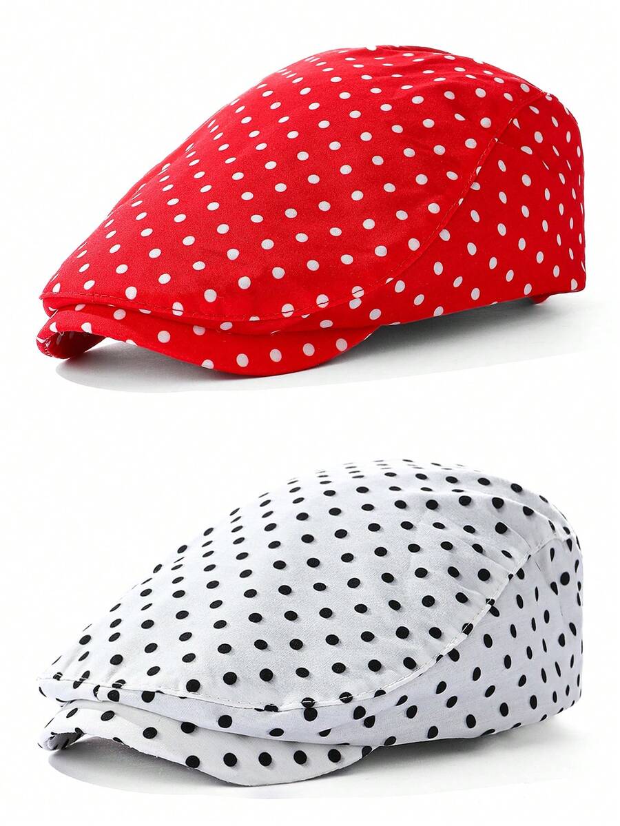 1 pieza Gorra de béisbol a lunares retro, Gorra Snapback de moda, Adecuada para hombres y mujeres, Uso diario y al aire libre