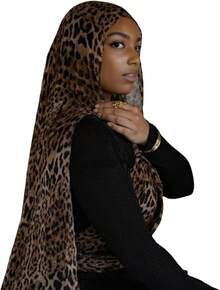 ZGMYC Watercolour Floral Printed Hijab Scarf For Women Soft Modal Cotton Instant Hijab Head Wraps Shawls Long Scarveshalloween - 棕色豹紋 - 查看 12