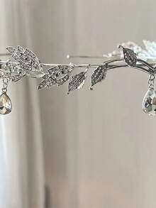 1 件闪亮女士头饰皇冠，森系公主私奔皇冠，婚礼派对新娘发饰，闪亮钻石仙女皇后服装 - 彩色 - 查看 3