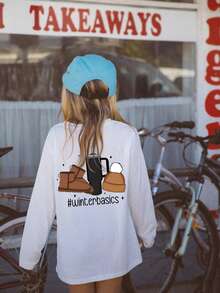 Tween Girls' Casual Round Neck Patterned Long Sleeve T-Shirt, Spring/Autumn