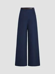 High Waist Wide Leg Suit Pants For Women - Royal Blue - View 2