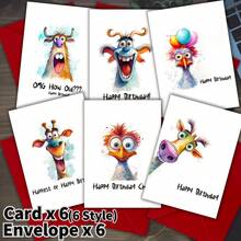 12 بطاقة تهنئة عيد ميلاد بنماذج حيوانات مضحكة مع مغلفات - هدية فريدة، ديكور عيد الميلاد، لوازم عيد الميلاد، لوازم مدرسية، عودة إلى المدرسة