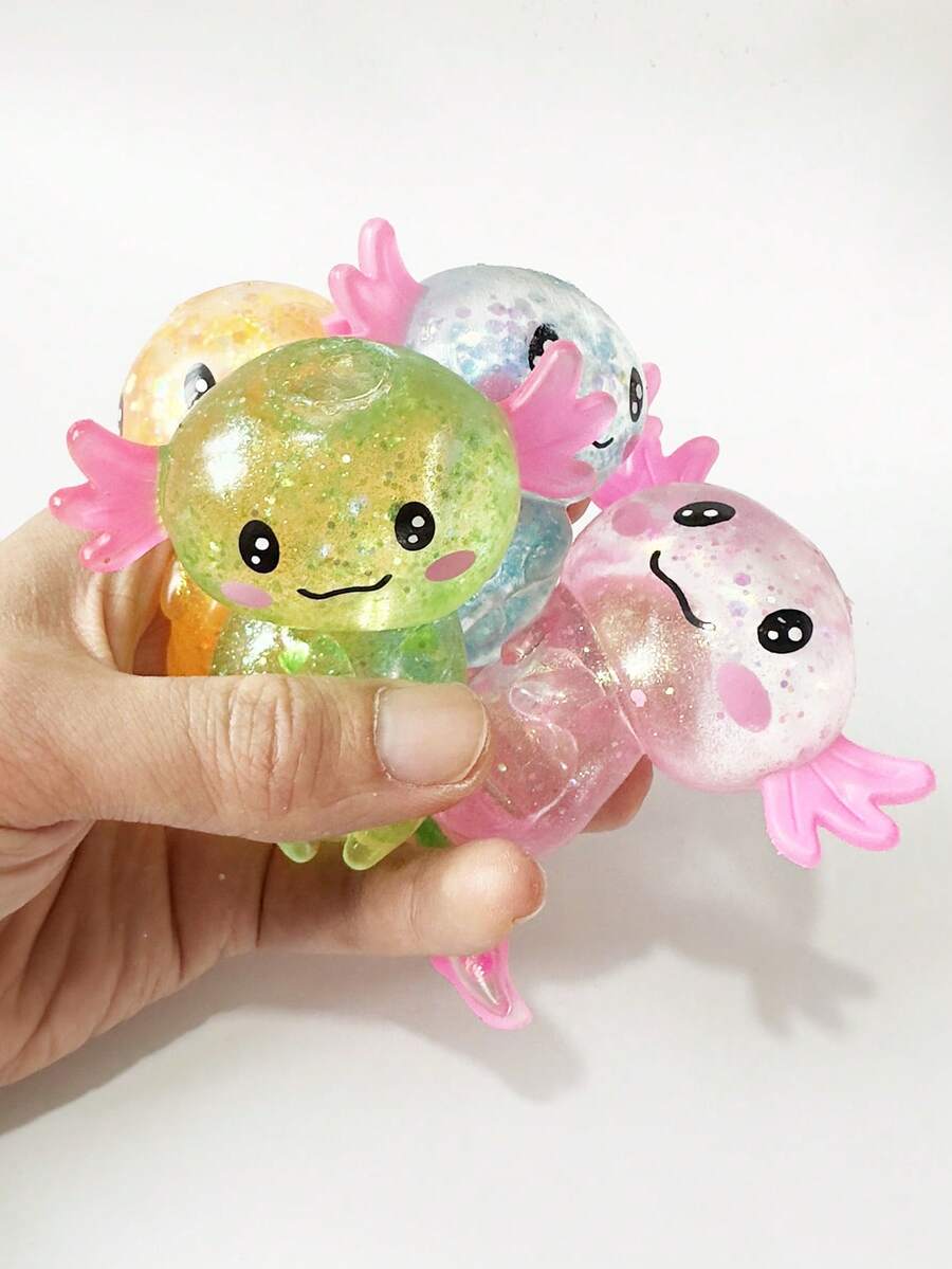1/3/4/5pcs Glitter Crystal Salamander & Newt Squishy Slow Rebound Stress Relief Toys, Cute Small Items, Tabaa Squeeze Toys, Portable Pressure Release Toys Suitable For All Ages, Autism, Perfect For Holidays, Birthdays, Easter, Halloween, Christmas, Christmas Stocking Stuffers, Party Favors, Boys Blue, Girls Pink, Children Games, Kids Toys