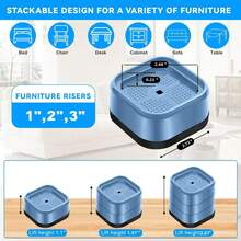 4/8/16/24 件规格。3、2.1 或 2.9 英寸等，适用于桌子、书桌、沙发、橱柜、床、耐用可调节床升降垫，适用于卧室床脚、可堆叠方形升降垫、升降、圣诞节 - 黑色 - 查看 4