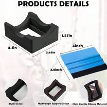 Silicone Cup Cradle With Built - In Slot Crafts Use To Apply Vinyl Decals Tumblers, Small Stand Cup Holder With Felt Squeegee BottlesCyan