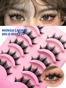 5对漫画睫毛透明睫毛自然交叉稀疏假睫毛角色扮演化妆工具旅行必备工具美容化妆工具魅力优雅 - 尖尾漫畫款 - 查看 7