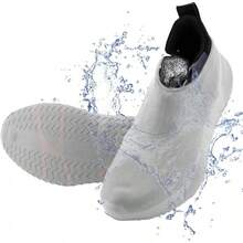 Cubre Zapatos Impermeable, Protector de Zapatos para Lluvia para Hombre y Mujer, Antideslizante Protector para Tenis para Lluvia,Cubierta para Calzado de Viaje Plegable de Reutilizable - blanco - Ver 2