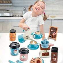 11件仿真咖啡套装餐具DIY娃娃屋配件，摩卡壶，咖啡研磨机，羊角面包等，仿真玩具羊角面包剧院游戏套装厨房家居装饰，逼真下午茶，角色扮演模拟烹饪，生日节日礼物 - 彩色 - 查看 2