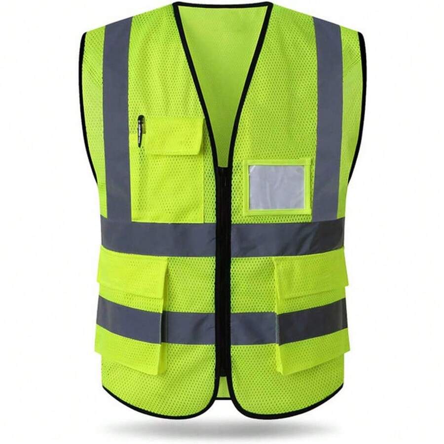 High Visibility Breathable Mesh Safety Vest For Men And Women - Reflective, Padded, And Multiple Pockets - Perfect For Construction, Logistics, And Factory Use