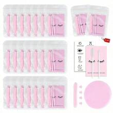 Disposable Eyelash Extension Kit 20 Set Eyelash Kit With Lash Spoolies Brush Lip Brush Compressed Facial Sponges Instruction Cards Style A