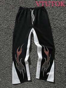 (2PC)Men's Casual Printed Hoodie And Sweatpants Set, Autumn And Winter Men's Sportswear, Men's Fashion  Sportswear With Printed  American Fashion  Patterns,Religious Faith Eyes - 黑色 - 查看 4