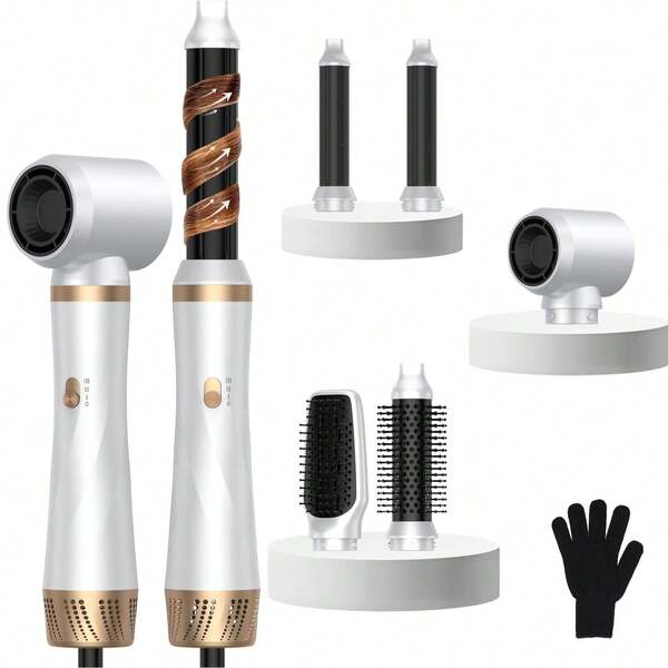 UKLISS Escova de Ar Quente Pro 5 em 1 | Secador Destacável e Enrolador Automático | Aquecimento Rápido (Livre de Frizz) | Ondas Molhadas/Secas/Alisamento | Uso Diário/Viagem, Melhor Presente de Natal/Ano Novo para Cabelos