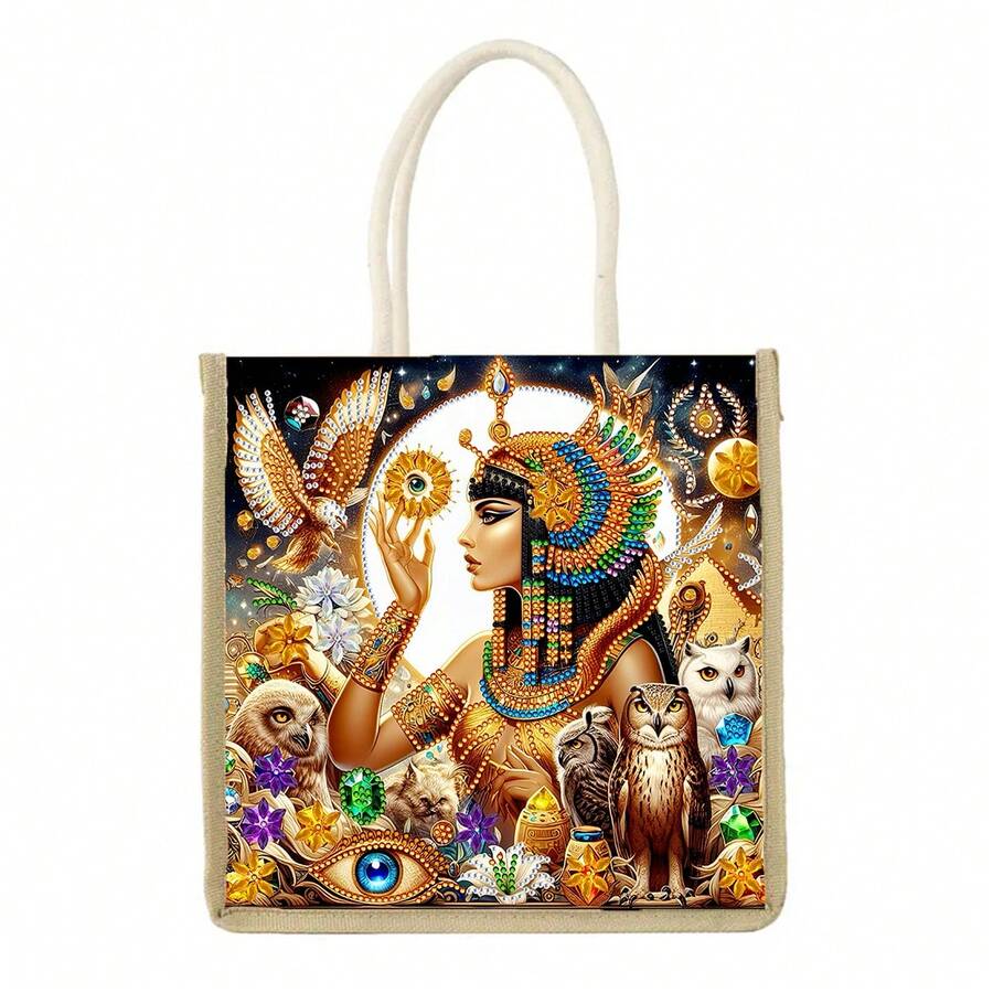 5D DIY Diamond Painting Kit - Handbag, Kissing/Funny Grandma/Cleopatra And Owl/Princess And Unicorn, Special Shaped Canvas Tote Bag For Art Craft, Shopping And Storage, Gift, Travel, Ideal For Women, Friends And Family, Suitable For Birthday, Wedding, Thanksgiving, Christmas, New Year And Party - Multicolor - View 1
