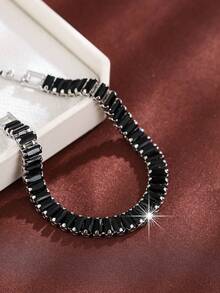 Luxury Style Black Rectangular Zirconia Bracelet Tennis Multicolor Bracelet Female Hand Jewelry Gift