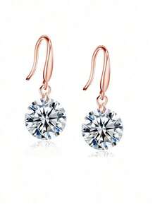MONALLY 1pair Elegant Silver Cubic Zirconia Drop Earrings Glitter Style Women's  Parties - 耳環 - 查看 3