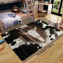 1pc Soft, Anti-Fatigue Skull Pattern Area Rug, Living Room Carpet, Rug, Living Room Area Rug, Small Area Mat, Pad, Home Decor, Large Living Room Carpet, Living Room Home Decor, Room Decoration, Washable Carpet