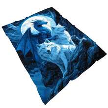 Dragon And Wolf Blanket, Soft Polyester Flannel, Digital Printing, Lightweight, Comfortable, Suitable For Sofa, Bed, Travel, Office, Ideal Gift For Family And Friends, RV Bedding - 多色 9 - 查看 6