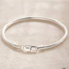 925 纯银蛇骨手链 - 简约风格 - 镀银 - 男女皆宜 - 日常和派对佩戴 - 情人节礼物 - 四季珠宝 - 16-23 厘米