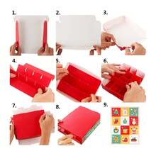 5 Piezas/Sets Cajas de regalo creativas de Navidad Cajas de regalo de 12 compartimentos Caja de calendario de adviento Perforada con el dedo Cajas de Navidad para regalos DIY Feliz fiesta de Navidad - Multicolor - Ver 9