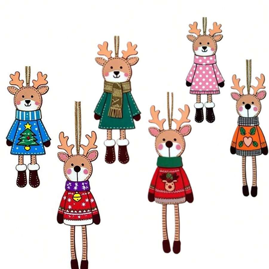 6/12/18/60 6 szt. drewnianych ozdób choinkowych w stylu rustykalnym, do użytku wewnątrz i na zewnątrz, na uroczystości bożonarodzeniowe, lekkie i wszechstronne dekoracje