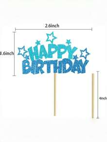 9pcs Pink & Blue Star Cake Toppers, Party Dessert Decorations, Happy Birthday Decor Suitable For Birthday, Holiday Party, Gathering Cake Decorations - Multicolor - View 5