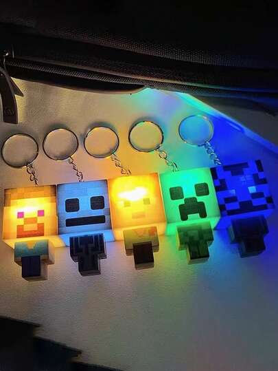 Minecraft 1pc Minecraft Night Light Keychain, Movie Toy Glow Figure Night Light Keychain Gift Toy Pendant