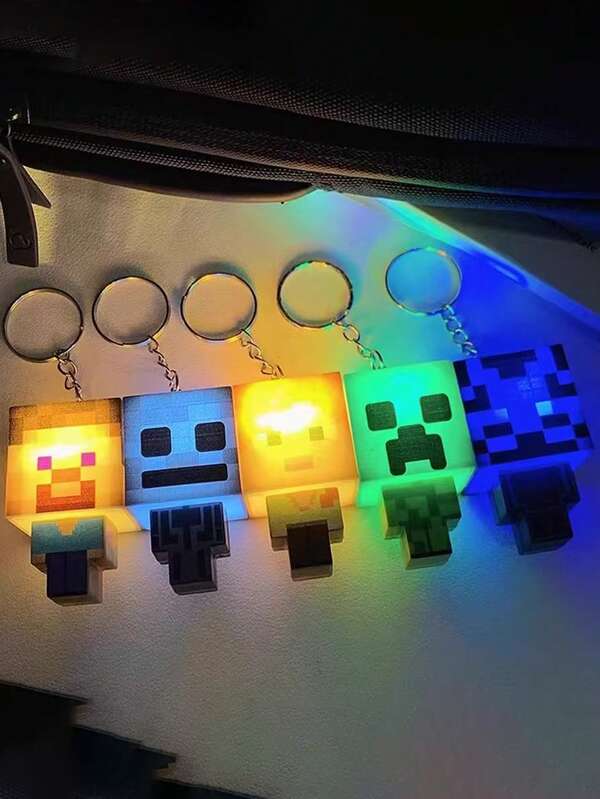 Minecraft 1pc Minecraft Night Light Keychain, Movie Toy Glow Figure Night Light Keychain Gift Toy Pendant