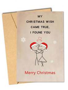 1pc Funny Christmas Card With Envelope For Men Women, Romantic Xmas Card, Love Christmas Gifts Card For Boyfriend, Girlfriend, Husband, Wife, Fiance, Fiancee